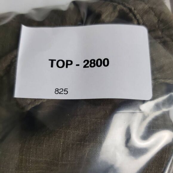 Croft & Barrow Women’s M 100% Cotton Linen Look Olive Green Button Front Top - Picture 7 of 7